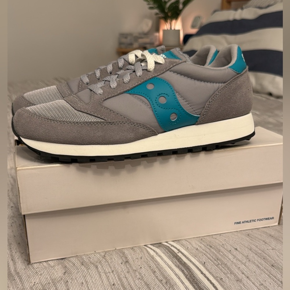 Saucony Jazz Original Vintage Mens Sneakers US 8.5 Exclusive J.Crew Gray/Teal